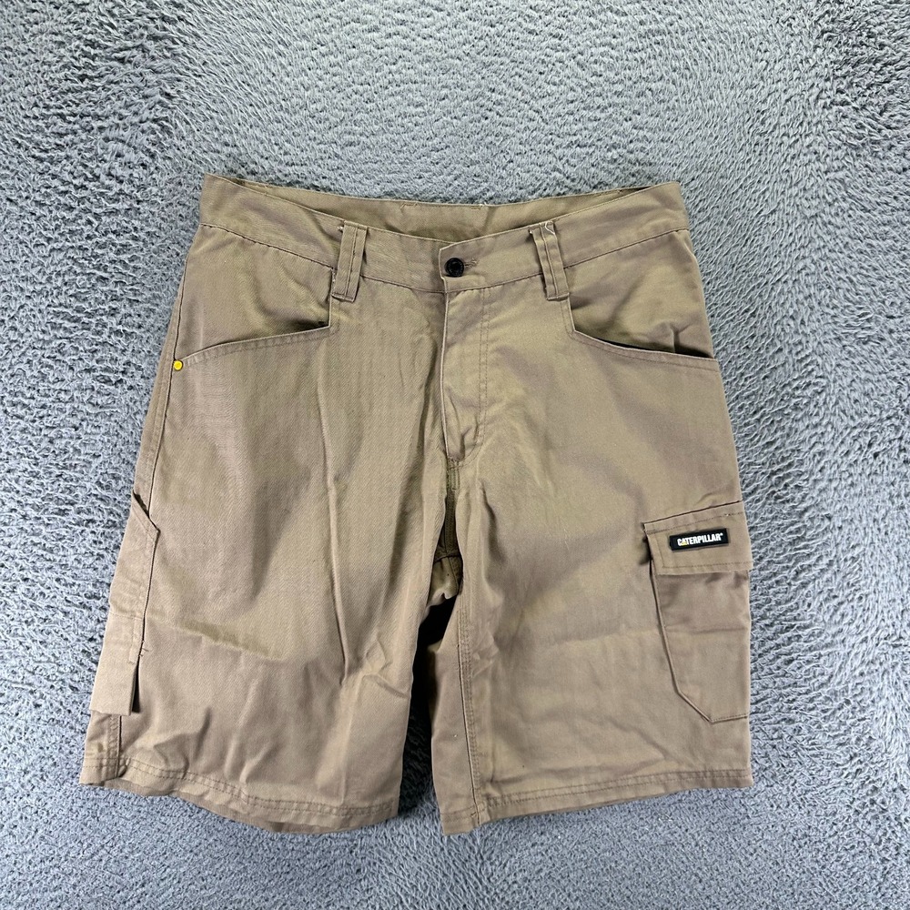 Caterpillar Shorts Mens 34 Beige‎ Polyester Cargo Travel Workwear Utility Summer
